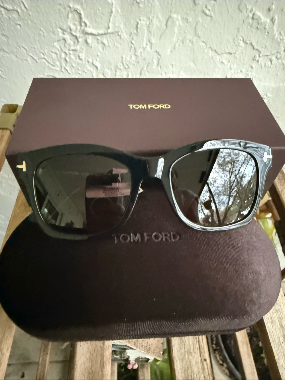 New Tom Ford Lauren FT0614 5201H Shiny Black Brown Polarized Sunglasses 52-19-14